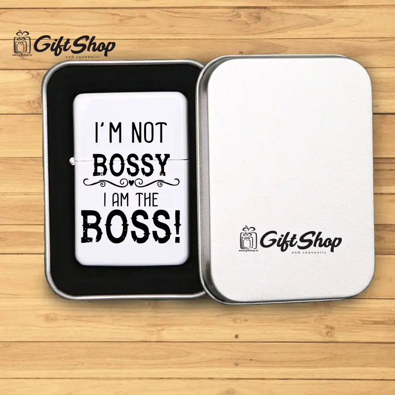 I`m not bossy, bricheta metalica gravata laser cu mesajv